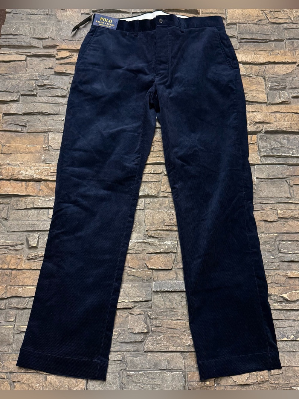 NEW Polo Ralph Lauren Pants Men's 34x32 Navy Blue Corduroy Straight Stretch NWT